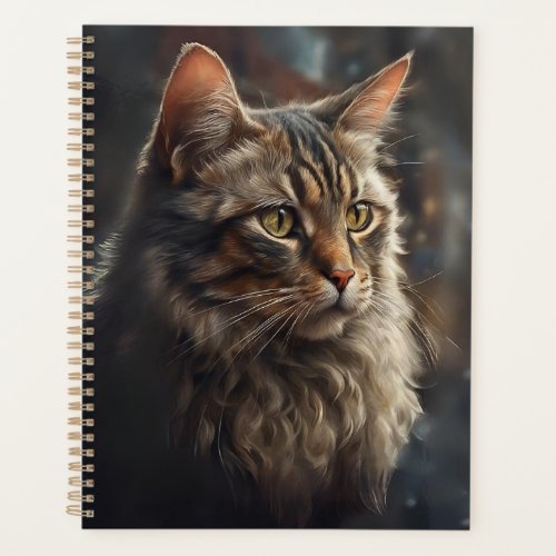 Gray Tabby Cat Portrait Sad Face Planner