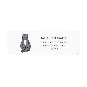 Gray Tabby Cat Return Address Label