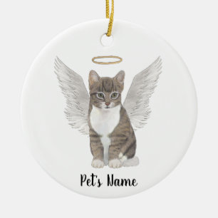 Gray Tabby Cat Sympathy Memorial Ceramic Ornament