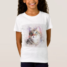 Gray Tabby Cat T-shirt Girls