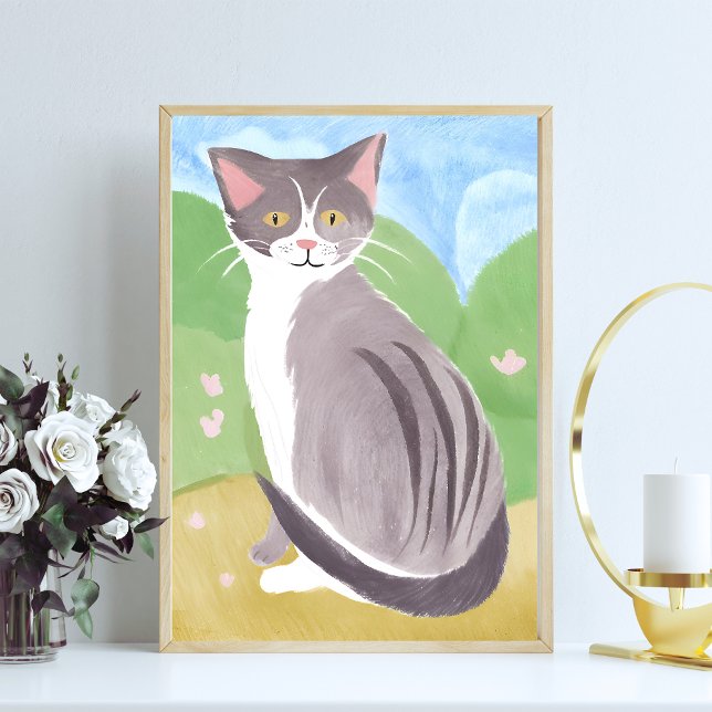 Gray Tabby Cat | Watercolor Painting Poster (Creator Uploaded)
