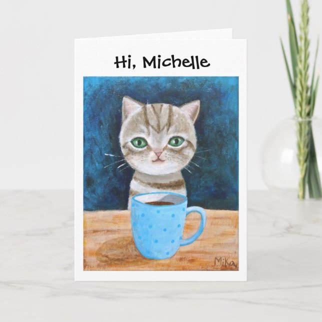Gray Tabby Kitten Cat Funny Cute Custom Greeting Card (Front)