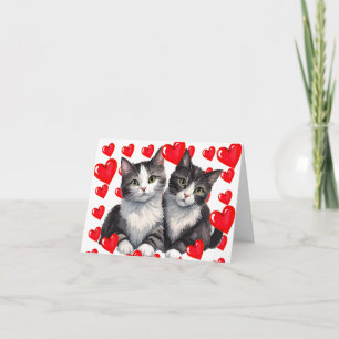 Gray Tabby Kittens & Hearts a Purr-fect Valentine Holiday Card