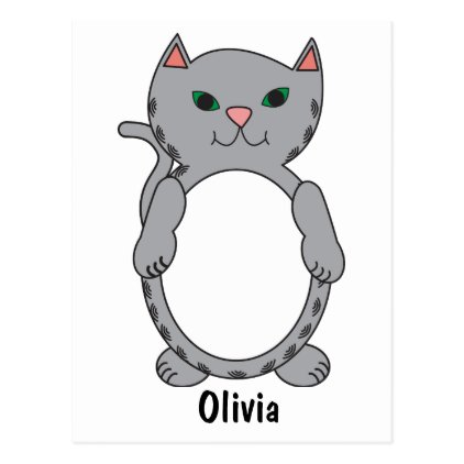 Gray Tabby Kitty Cat Cute Personalize Postcard