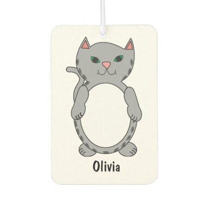 Gray Tabby Kitty Cat Feline Personalize Car Air Freshener