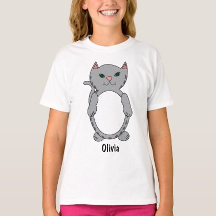 Gray Tabby Kitty Cat Kitten Personalize T-Shirt