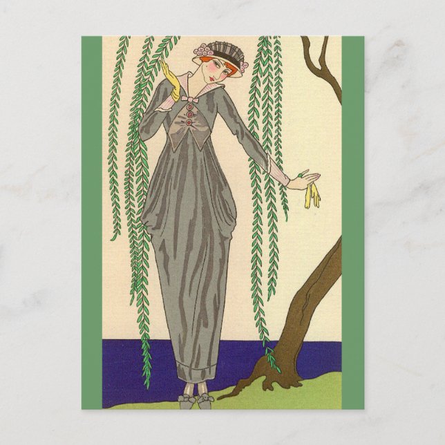 Gray Taffeta Gown George Barbier Postcard (Front)
