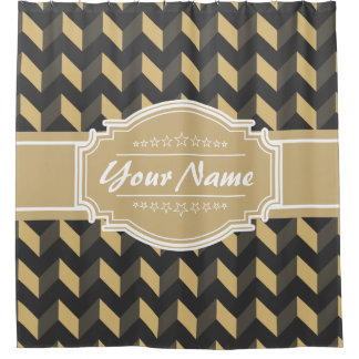 Gray Tan Chevron Personalized Shower Curtain