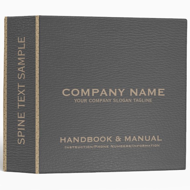 Gray & Tan Faux Leather Look Binder (Front/Spine)