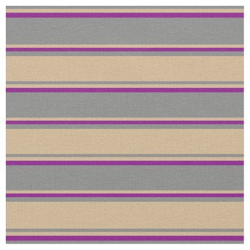 Gray, Tan & Purple Lines/Stripes Pattern Fabric