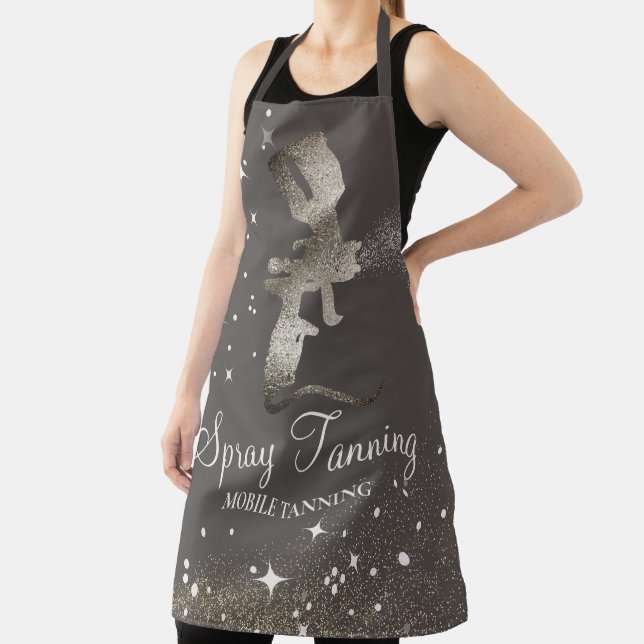 Gray Tan Spray Sparkling Gold Girly Makeup Apron (Insitu)
