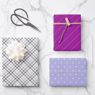 Gray Tartan Pattern With Purple An Lilac Wrapping Paper Sheets