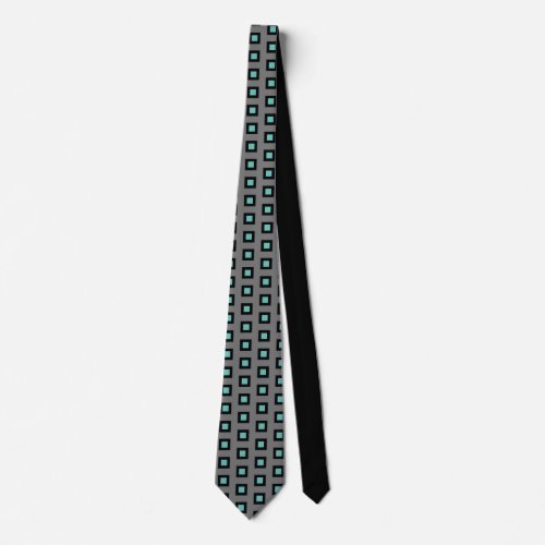 Gray Teal and Black Striped   Neck Tie