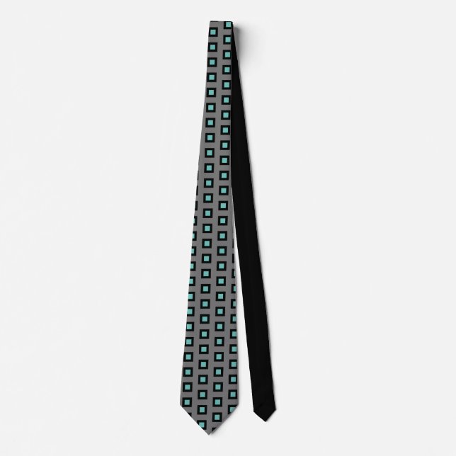 Gray, Teal and Black Striped   Neck Tie (Front)