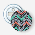 Gray, Teal, And Coral Hand Drawn Chevron Pattern Bottle Opener