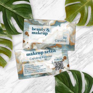 Gray Teal Blue Gold White Marble Art Pattern Business Card