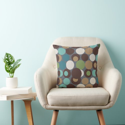 Gray Teal Blue Green Ivory Abstract Art Pattern Throw Pillow