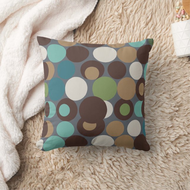 Gray Teal Blue Green Ivory Abstract Art Pattern Throw Pillow (Blanket)
