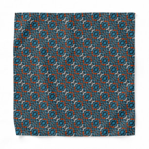 Gray Teal Blue Orange Black Tribal Pattern Bandana