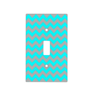 Gray teal chevron pattern light switch cover