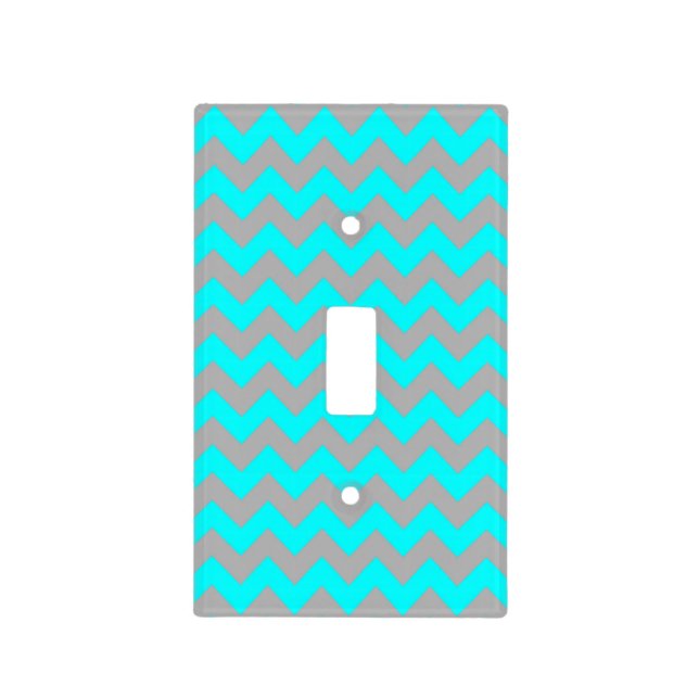 Gray teal chevron pattern light switch cover (Front)