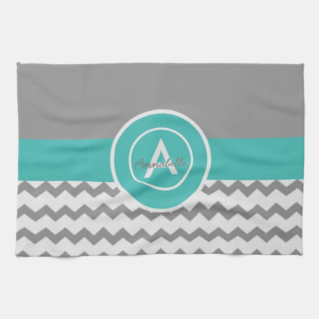 Gray Teal Chevron Towel (Horizontal)