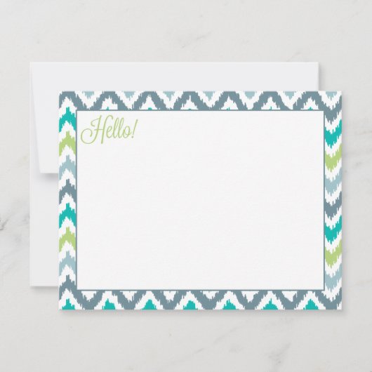 Gray Teal Green Zigzag Tribal Ikat Pattern (Front)