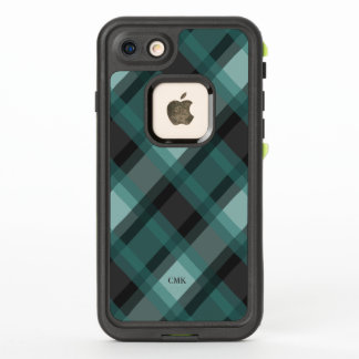 Gray & Teal Plaid Custom Initials