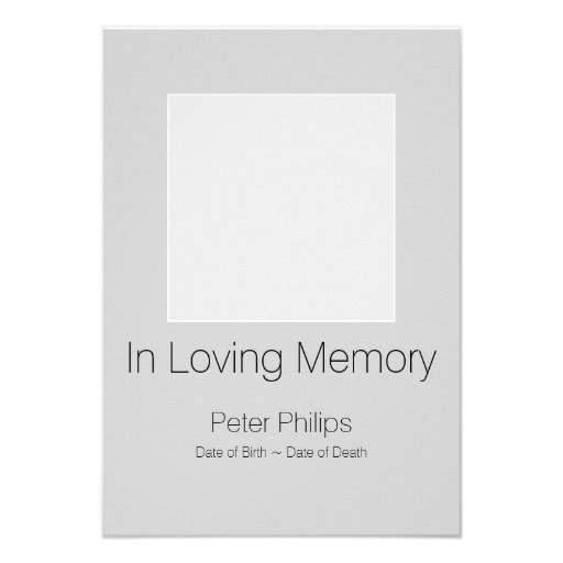 Gray Template Funeral Announcement white border | Zazzle