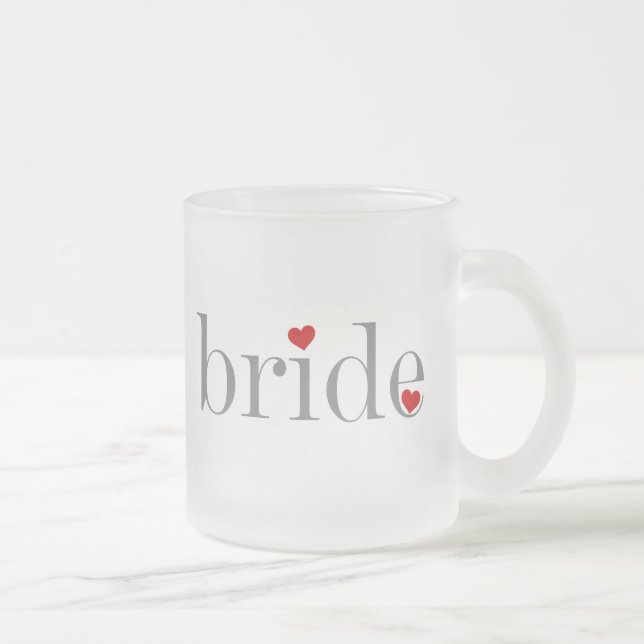 Gray Text Bride Frosted Glass Coffee Mug (Right)