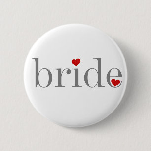 Gray Text Bride Pinback Button