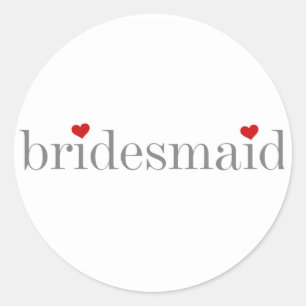 Gray Text Bridesmaid Classic Round Sticker
