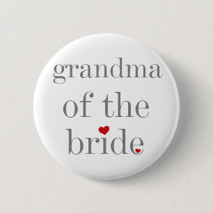 Gray Text Grandma of Bride Pinback Button