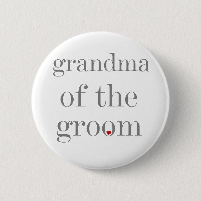 Gray Text Grandma of Groom Pinback Button (Front)