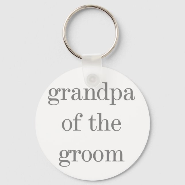 Gray Text Grandpa of Groom Keychain (Front)