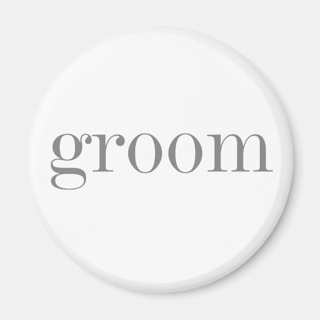 Gray Text Groom Magnet (Front)