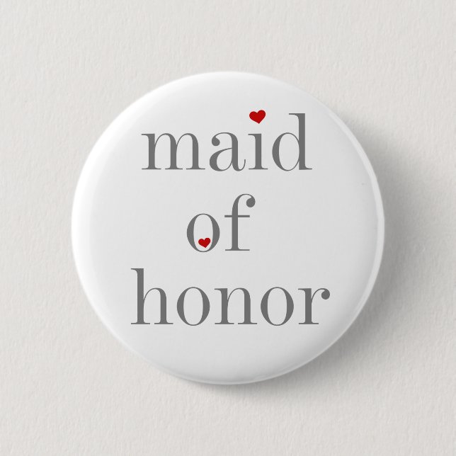 Gray Text Maid of Honor Button (Front)