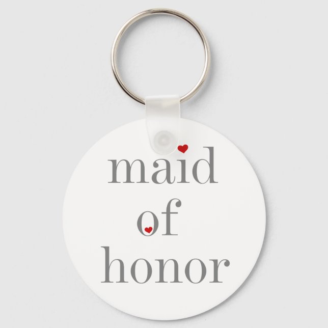 Gray Text Maid of Honor Keychain (Front)