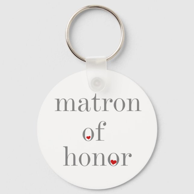 Gray Text Matron of Honor Keychain (Front)