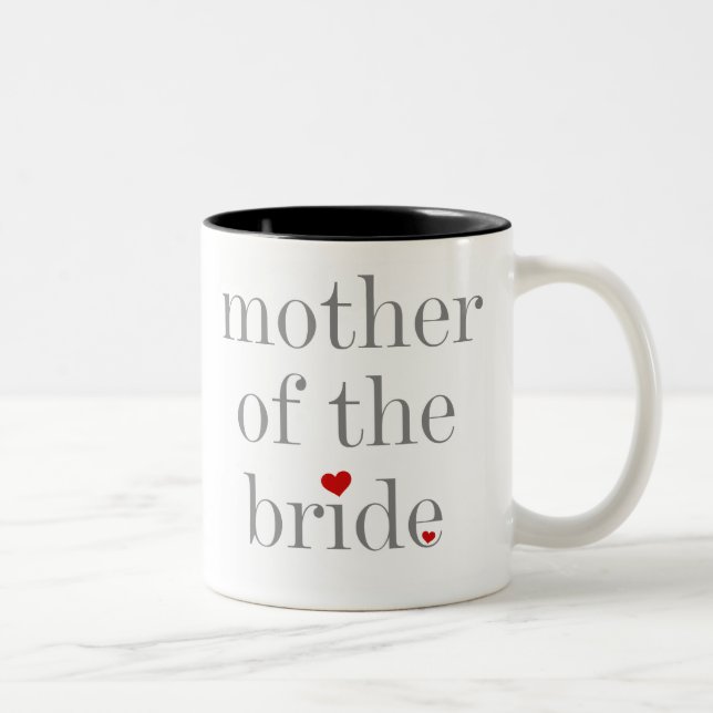 Gray Text Mother of Bride Two-Tone Coffee Mug (Right)