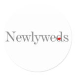 Gray Text Newlyweds Classic Round Sticker