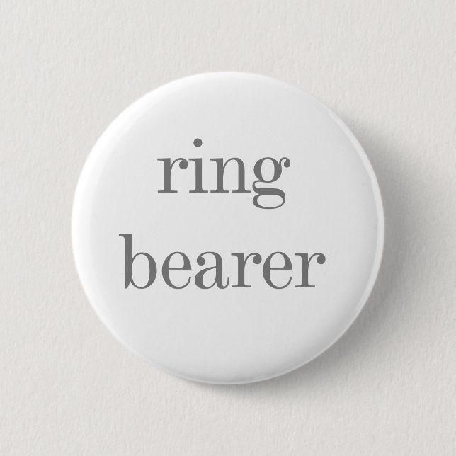 Gray Text Ring Bearer Pinback Button (Front)