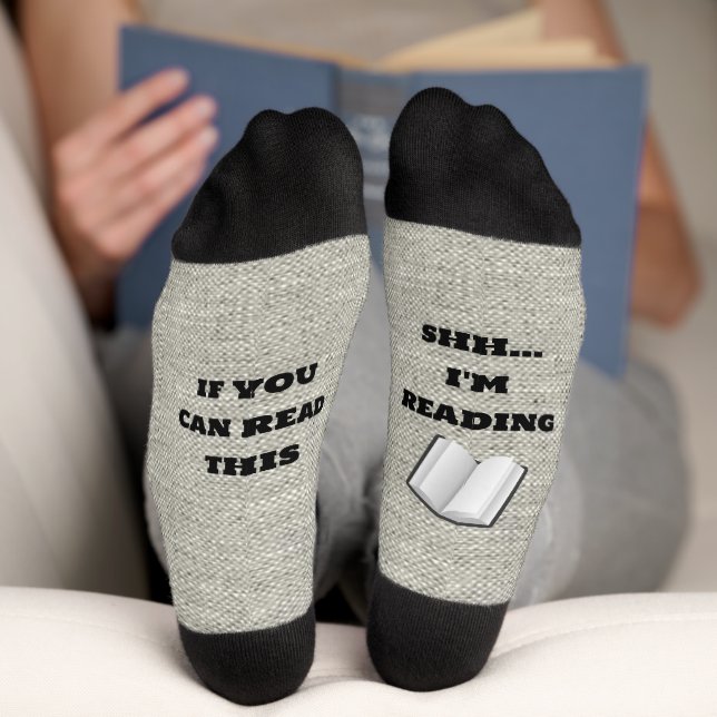 Gray Textile and Fun Text Socks (Bottom)