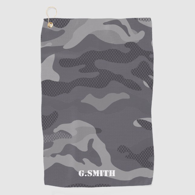 Gray Texture Camouflage Pattern Camo your Golf Towel (Front)