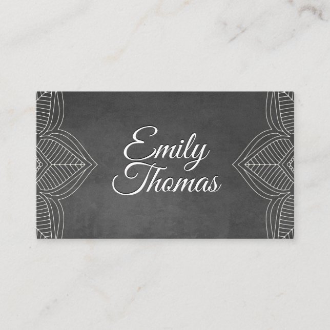 Gray Texture | Mandala Elements Business Card (Front)