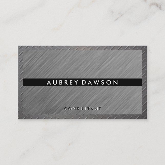 Gray Texture | Steel Border Business Card (Front)