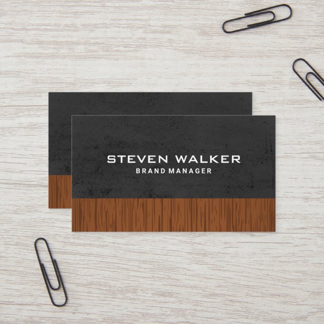 Gray Texture | Wood Business Card (Front/Back In Situ)