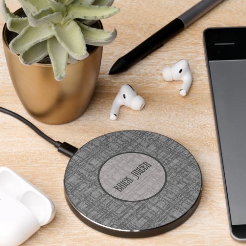 Gray Textured Check Brick Juicer Wireless Charger