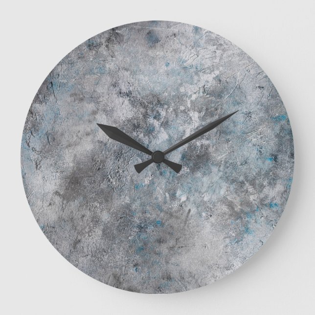 Gray textured concrete wall background large clock (Front)