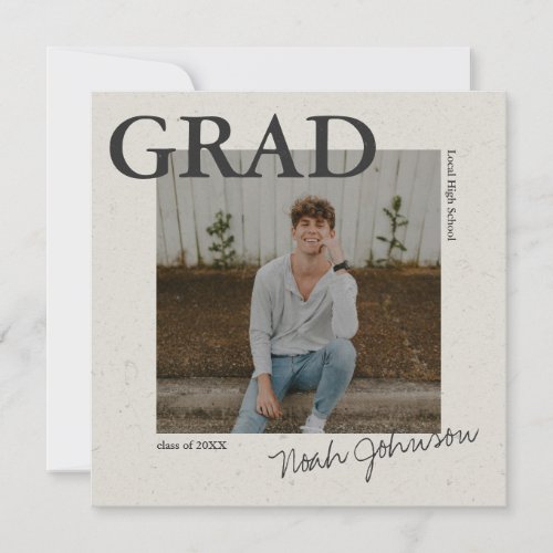 Gray Textured Effect Graduation Photo Invitation